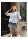 Basic Oversize T-Shirt Volanlı