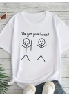 Baskılı Oversize Bisiklet Yaka T-shirt - Beyaz