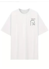 Baskılı Oversize Bisiklet Yaka T-shirt - Beyaz