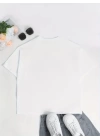 Baskılı Oversize Bisiklet Yaka T-shirt - Beyaz