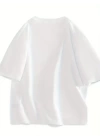 Baskılı Oversize Bisiklet Yaka T-shirt - Beyaz