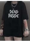 Baskılı Oversize Bisiklet Yaka T-shirt - Siyah