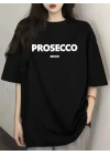Baskılı Oversize Bisiklet Yaka T-shirt - Siyah