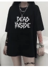 Baskılı Oversize Bisiklet Yaka T-shirt - Siyah