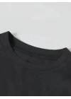 Baskılı Oversize Bisiklet Yaka T-shirt - Siyah