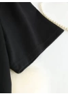 Baskılı Oversize Bisiklet Yaka T-shirt - Siyah