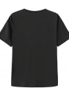 Baskılı Oversize Bisiklet Yaka T-shirt - Siyah