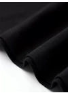 Baskılı Oversize Bisiklet Yaka T-shirt - Siyah