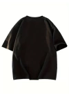 Baskılı Oversize Bisiklet Yaka T-shirt - Siyah