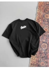 Baskılı Oversize T-shirt - Siyah