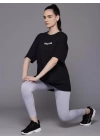 Baskılı Oversize T-shirt - Siyah