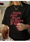 Baskılı Oversize T-shirt - Siyah