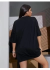Baskılı Oversize T-shirt - Siyah