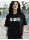 Baskılı Oversize T-shirt - Siyah