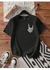 Baskılı T-shirt - Siyah