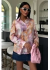 Batik Desenli Saten Gömlek 3409