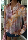 Batik Desenli Saten Gömlek 3409