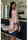 Batik Desenli Saten Gömlek 3409