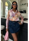 Batik Desenli Saten Gömlek 3409
