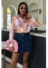 Batik Desenli Saten Gömlek 3409