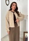 Kadın Bej Nakışlı Süet Ceket