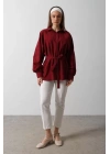 Bel Detaylı Gömlek - Bordo