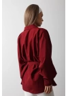 Bel Detaylı Gömlek - Bordo
