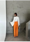 BEL LASTİK DETAYLI MODAL KUMAŞ PANTOLON - Orange