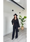 Belden Büzgülü Modern İkili Takım Siyah