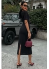 Beli Büzgülü Midi Elbise 2853
