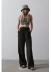 Beli Lastikli Bol Paça Pantolon - Kahve