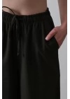 Beli Lastikli Bol Paça Pantolon - Kahve