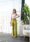 Beli̇ Lasti̇kli̇ Ve Bağcikli Keten Pantolon