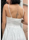 Beyaz Askılı Fisto Mini Elbise