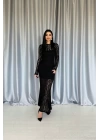 Beyaz Dantelli Uzun Kollu Elbise