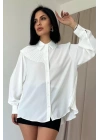 Beyaz Pilise Detaylı Jesica Gömlek
