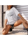 Bisiklet Yaka Baskılı T-shirt - Beyaz