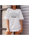 Bisiklet Yaka Baskılı T-shirt - Beyaz