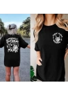 Bisiklet Yaka Baskılı T-shirt - Siyah