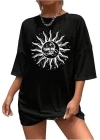 Bisiklet Yaka Baskılı T-shirt - Siyah
