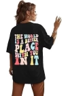 Bisiklet Yaka Baskılı T-shirt - Siyah