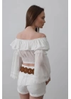 bysoca Kadın Günlük Parçalı Bisiklet Yaka Baskılı SweatShirt - Siyah