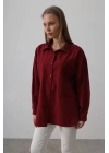 Boncuk Nakış Detaylı Uzun Gömlek - Bordo