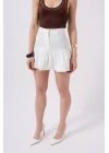 Büzgü Detay Mini Etek