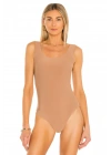 Kadın Bej Kalın Askılı U Yaka Vücudu Saran Jarse Basic Tanga Bodysuit