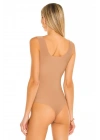 Kadın Bej Kalın Askılı U Yaka Vücudu Saran Jarse Basic Tanga Bodysuit