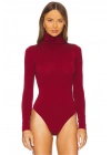 Kadın Bordo Balıkçı Yaka Uzun Kollu Çıtçıtlı Sandy Kumaş Basic Tanga Bodysuit