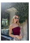 Kadın Bordo Straplez Fitilli Kaşkorse Sırtı Açık Basic Crop Top Büstiyer Bluz