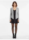 bysoca Kadın Gri Dökümlü Asimetrik Kesim Önü Açık Düğmesiz Uzun Kollu Mevsimlik Triko Hırka