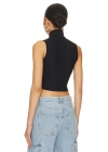 Kadın Siyah Balıkçı Yaka Sıfır Kol Çift Kat Sandy Kumaş Basic Crop Top